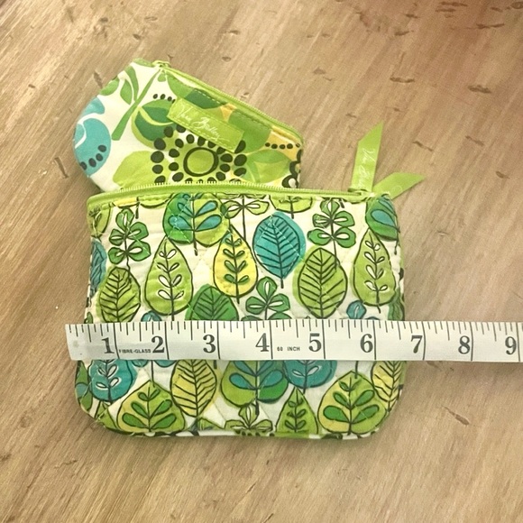 VTG Vera Bradley,Small Makeup Bag & Coin Purse, Blue, Green, Yellow Leaf Print - Picture 4 of 8